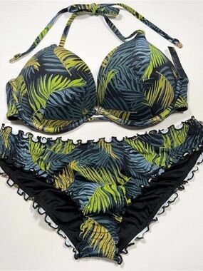Victoria Secret 34DD S Bombshell Push Up Bikini Top Bottom Set Palm Royale